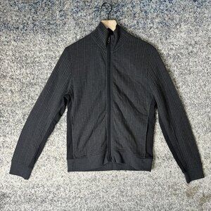 Billy Reid Sweater Mens Small Gray Full Zip Ribbed Mock‎ Neck Cotton Blend